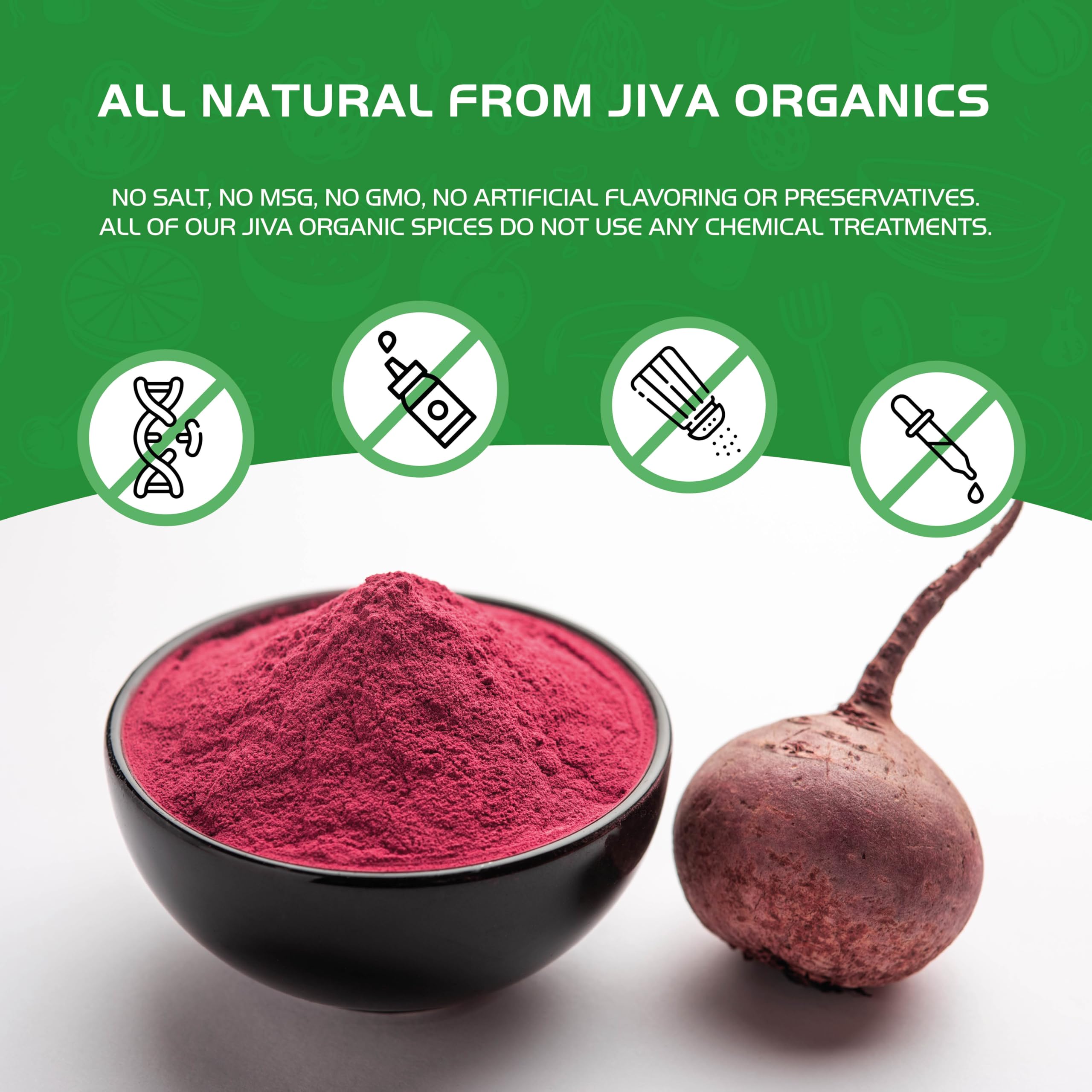 Jiva Organics Beet Root Powder closeup highlights fine texture suitable for baking