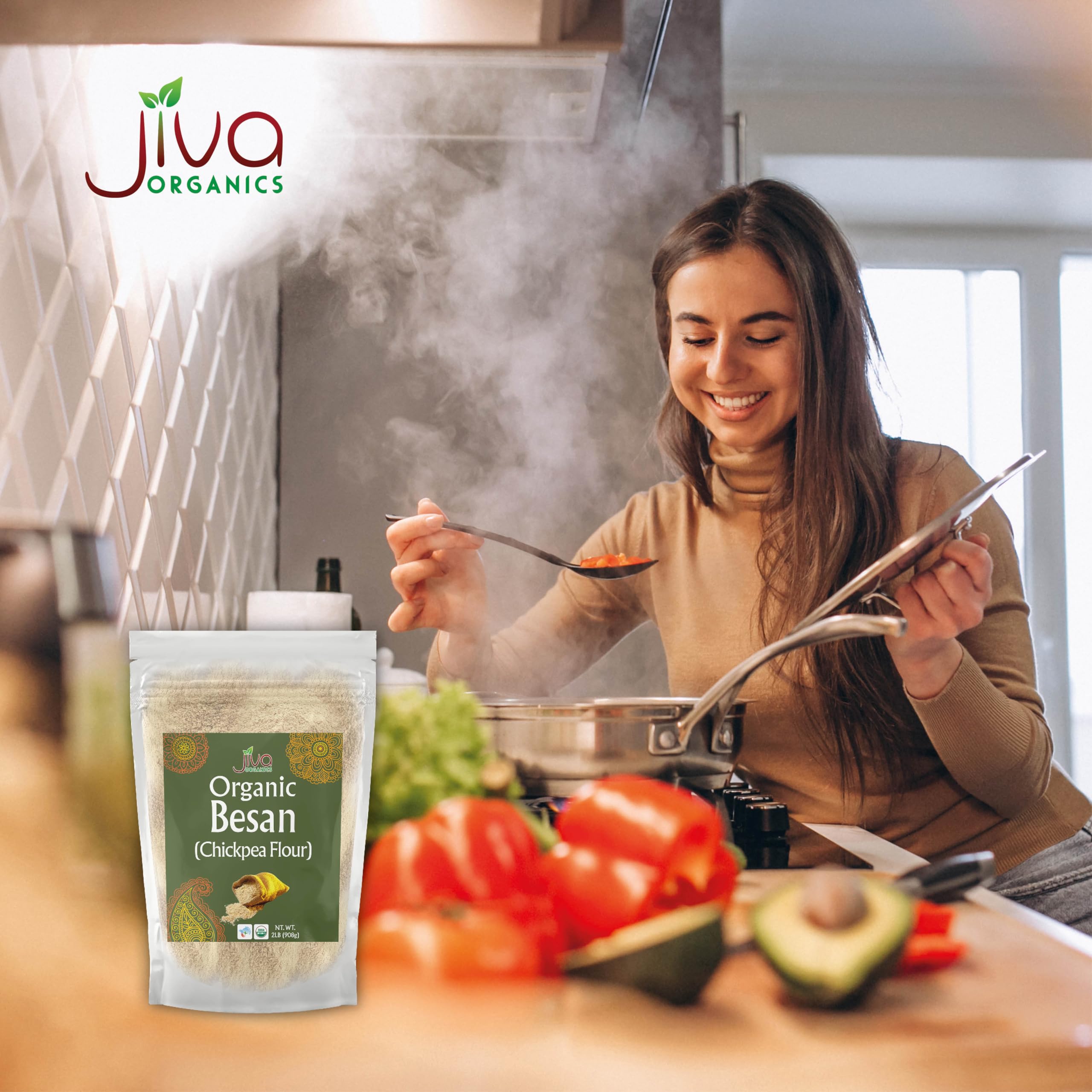 Jiva Organics Besan flour dish ready showcasing versatility