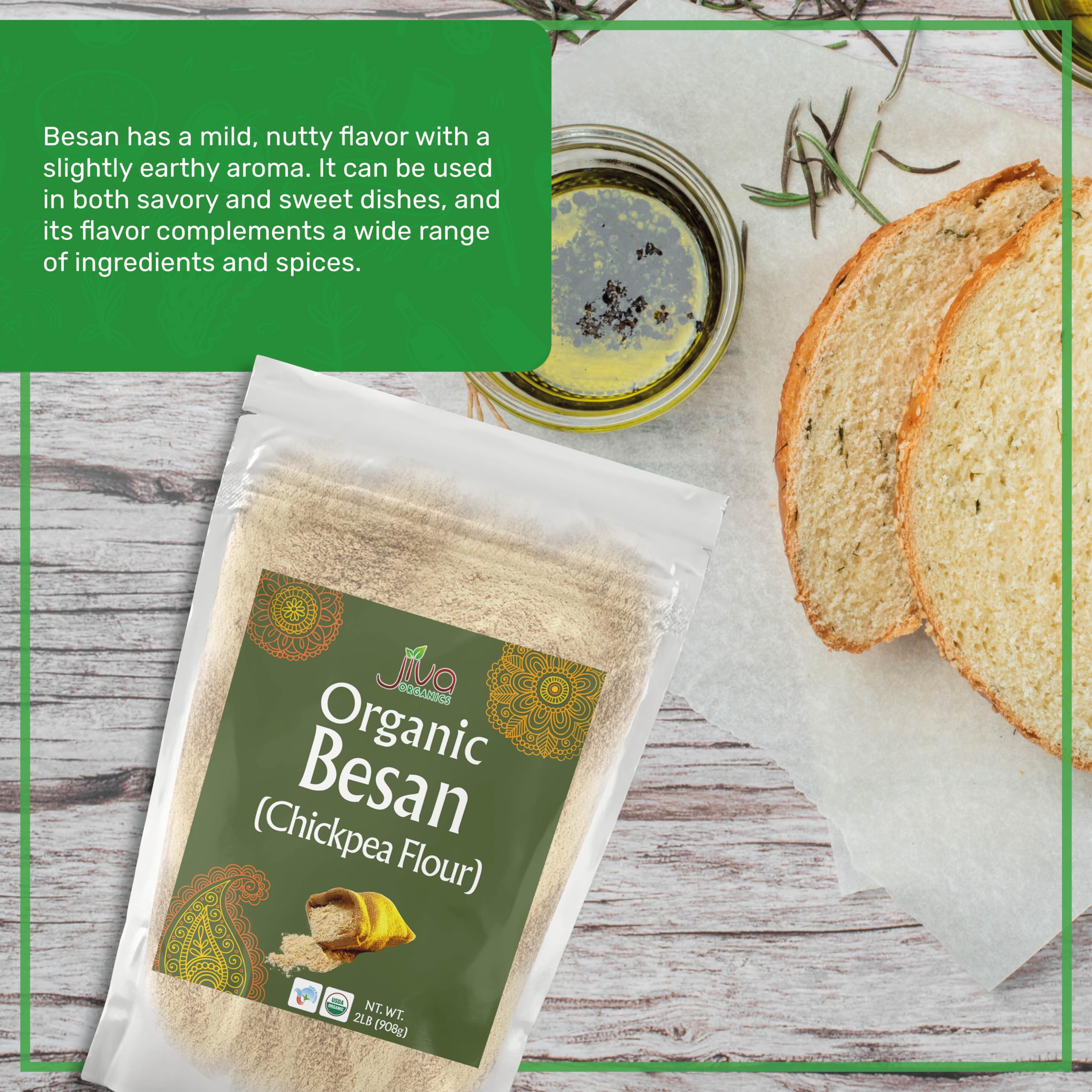 Jiva Organics Besan flour measuring cup ready for precise recipes