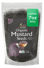 Jiva Organics Black Mustard Seeds 7oz packaging for fresh, fragrant cooking
