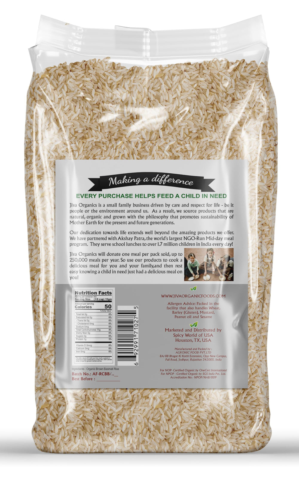 Pantry storage jar keeps Jiva Organic rice fresh and ready.