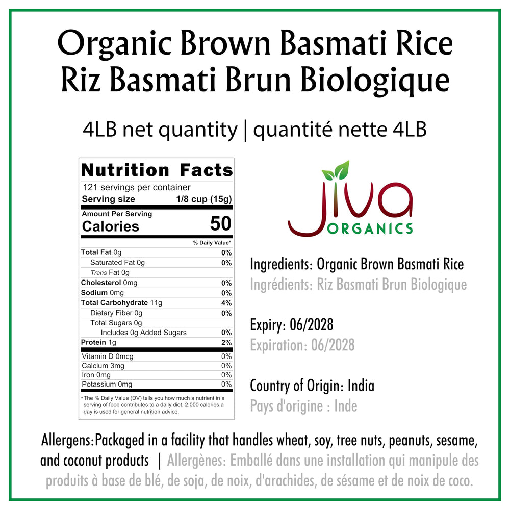Jiva Organics Brown Basmati Rice raw grains appear long and inviting for fragrant meals.
