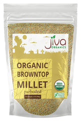 Jiva Organics Browntop Millet bag front, organic whole grain ready for healthy meals