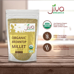 Jiva Organics Browntop Millet cooking pot, simmered grains create hearty meals