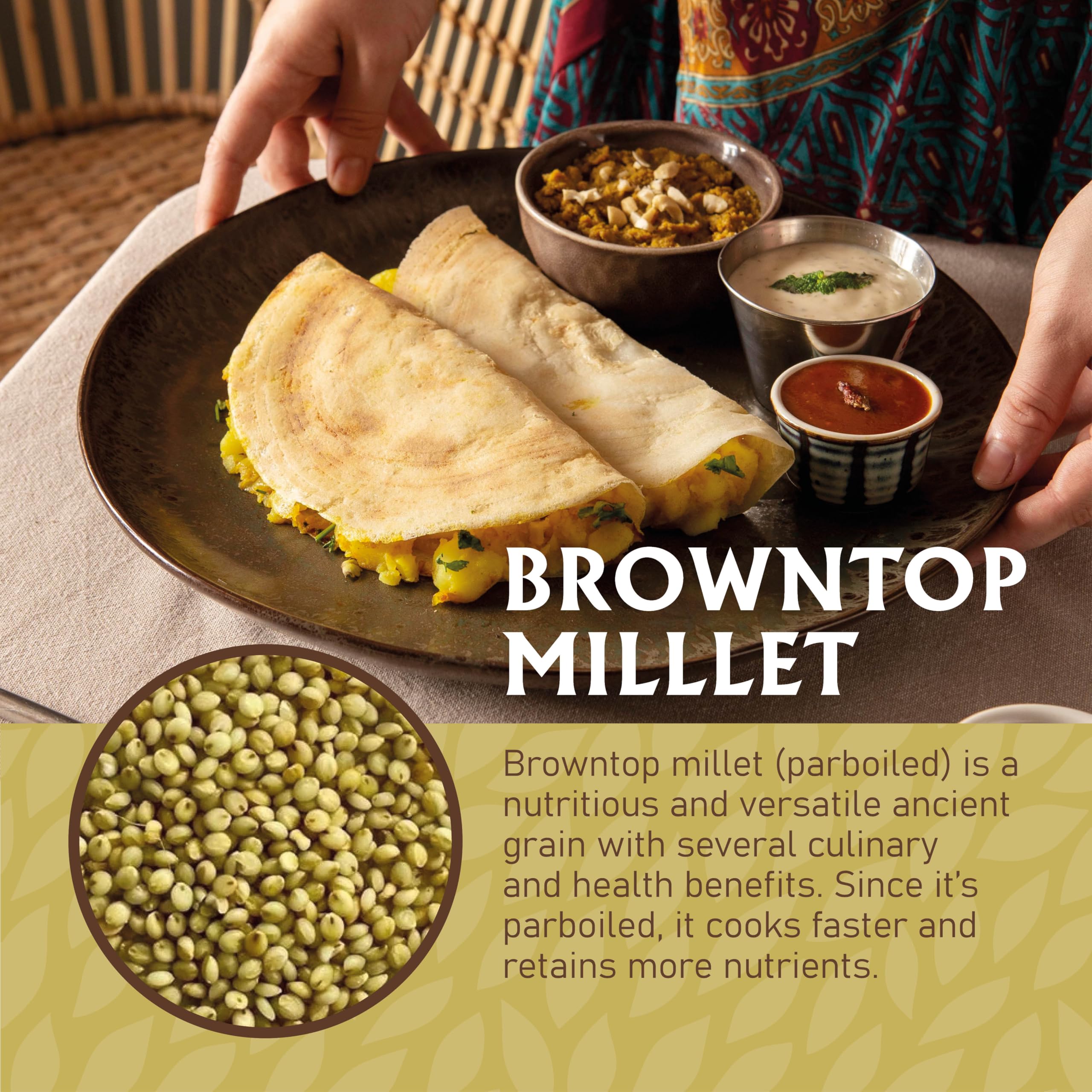 Jiva Organics Browntop Millet dosa idli dish, gluten-free breakfast option