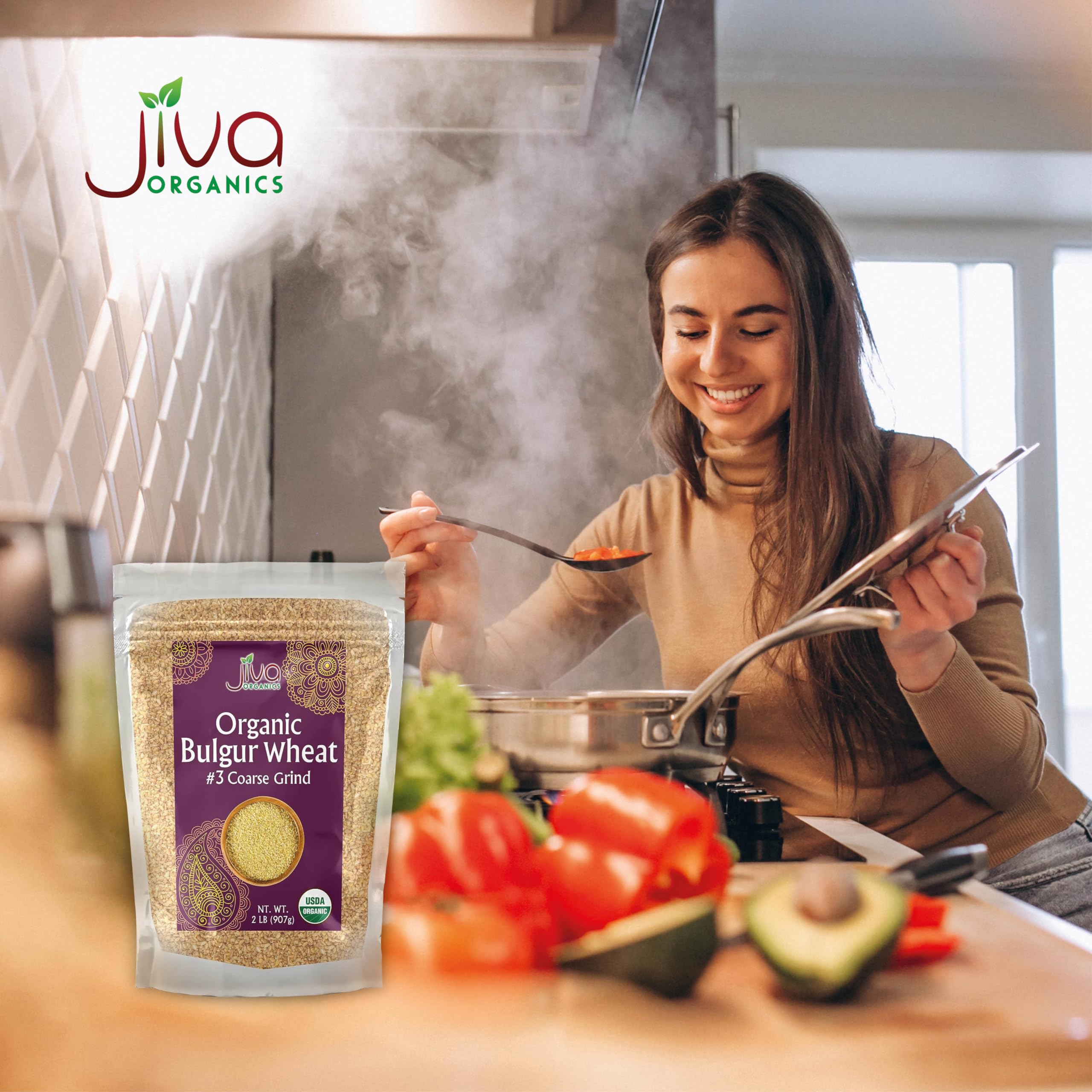 Jiva Organics Non-GMO label confirms pure organic whole grain ingredients