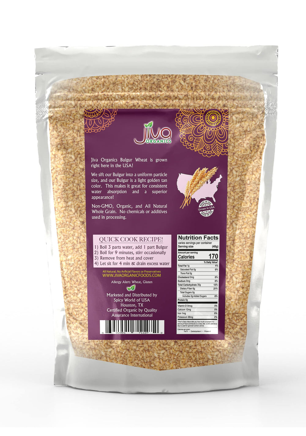 Cooked bulgur in a bowl demonstrates a fluffy yet chewy texture