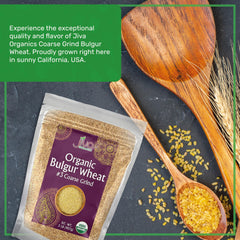 Jiva Organics Bulgur texture close-up highlights uniform particle size for consistent cooking