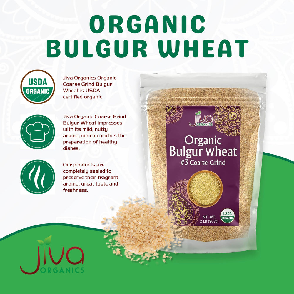Jiva Organics Bulgur Wheat Coarse #3 resealable bag preserves freshness after opening