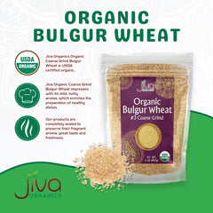 Jiva Organics Bulgur Wheat Coarse #3 resealable bag preserves freshness after opening
