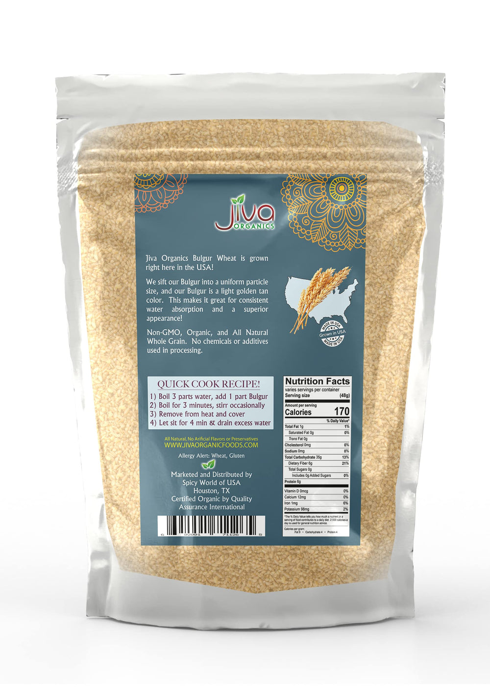 Jiva Organics bulgur wheat fine #1 versatile in many meals like pilafs