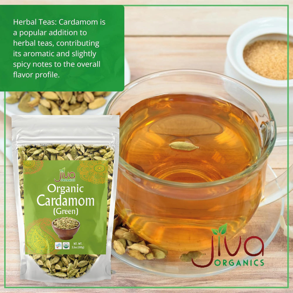 Hand grinding Jiva Organics cardamom pods to release aroma for baking