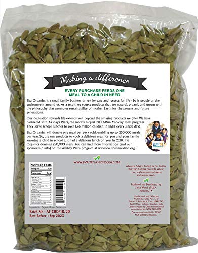 Fresh, ready-to-use Jiva Organics cardamom pods add aroma to desserts and drinks