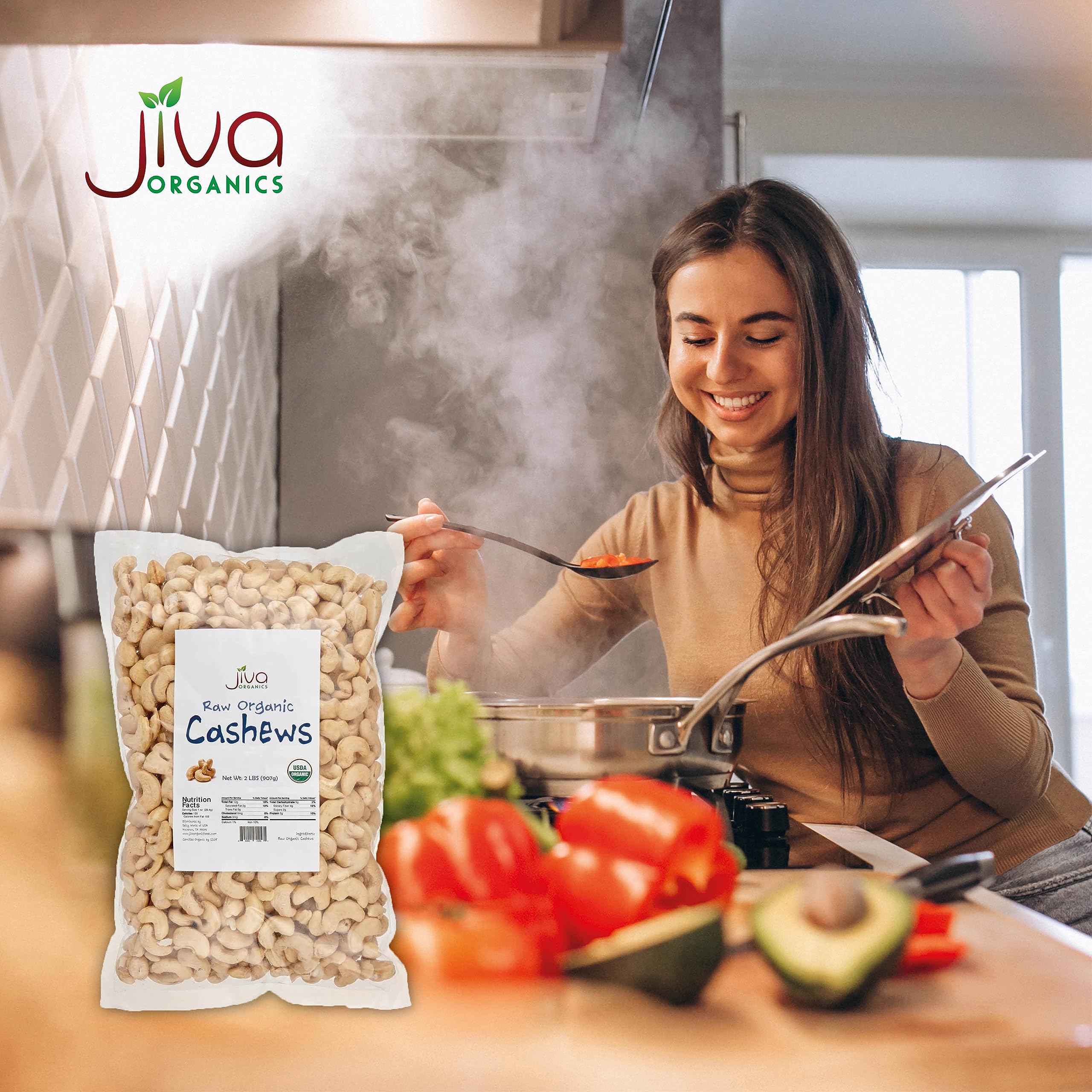 Jiva Organics cashews nutrition facts highlight minerals and protein
