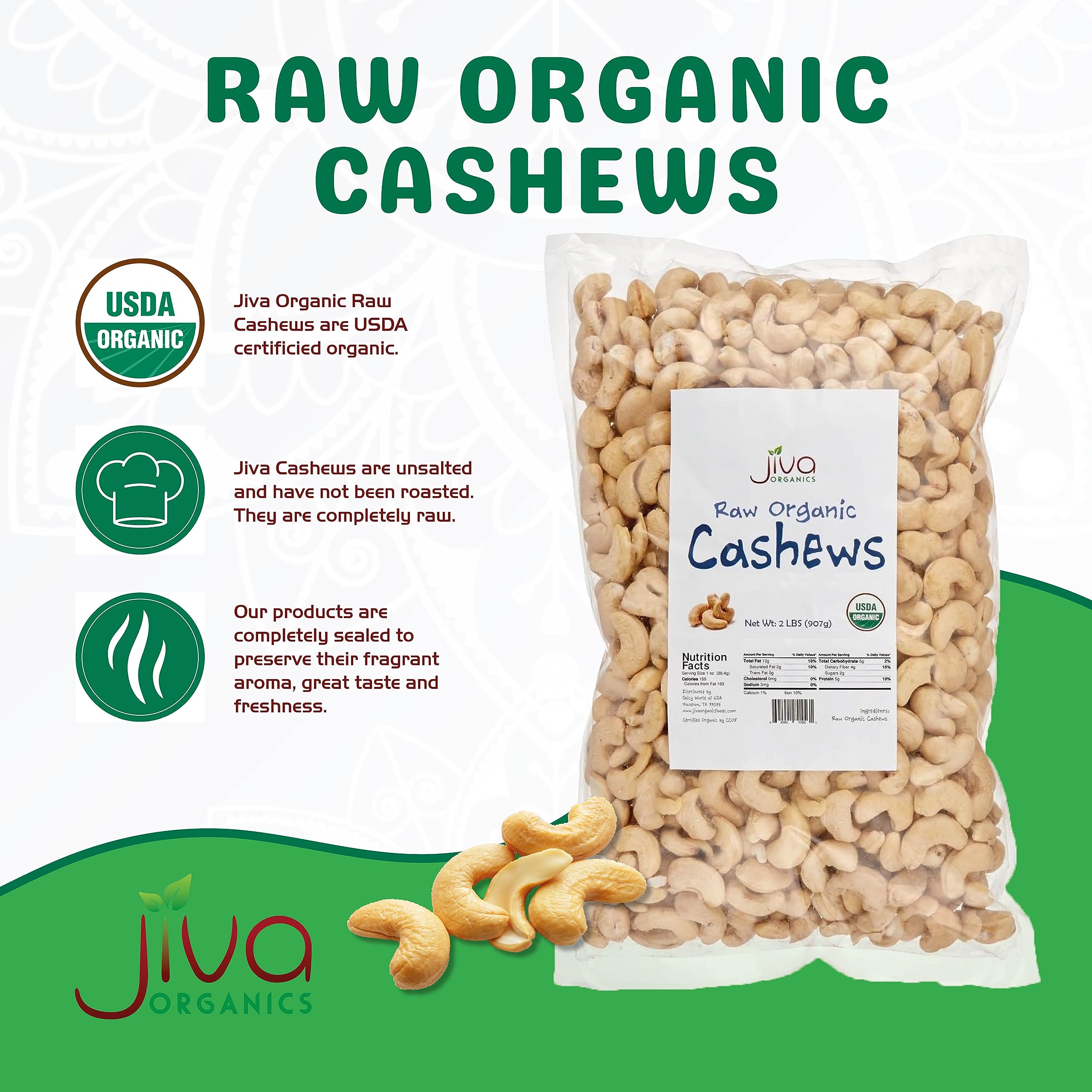 Jiva Organics cashews snackful handful ready for quick energy