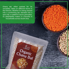 Pouring Jiva Organics Chana Dal into a pot for cooking.