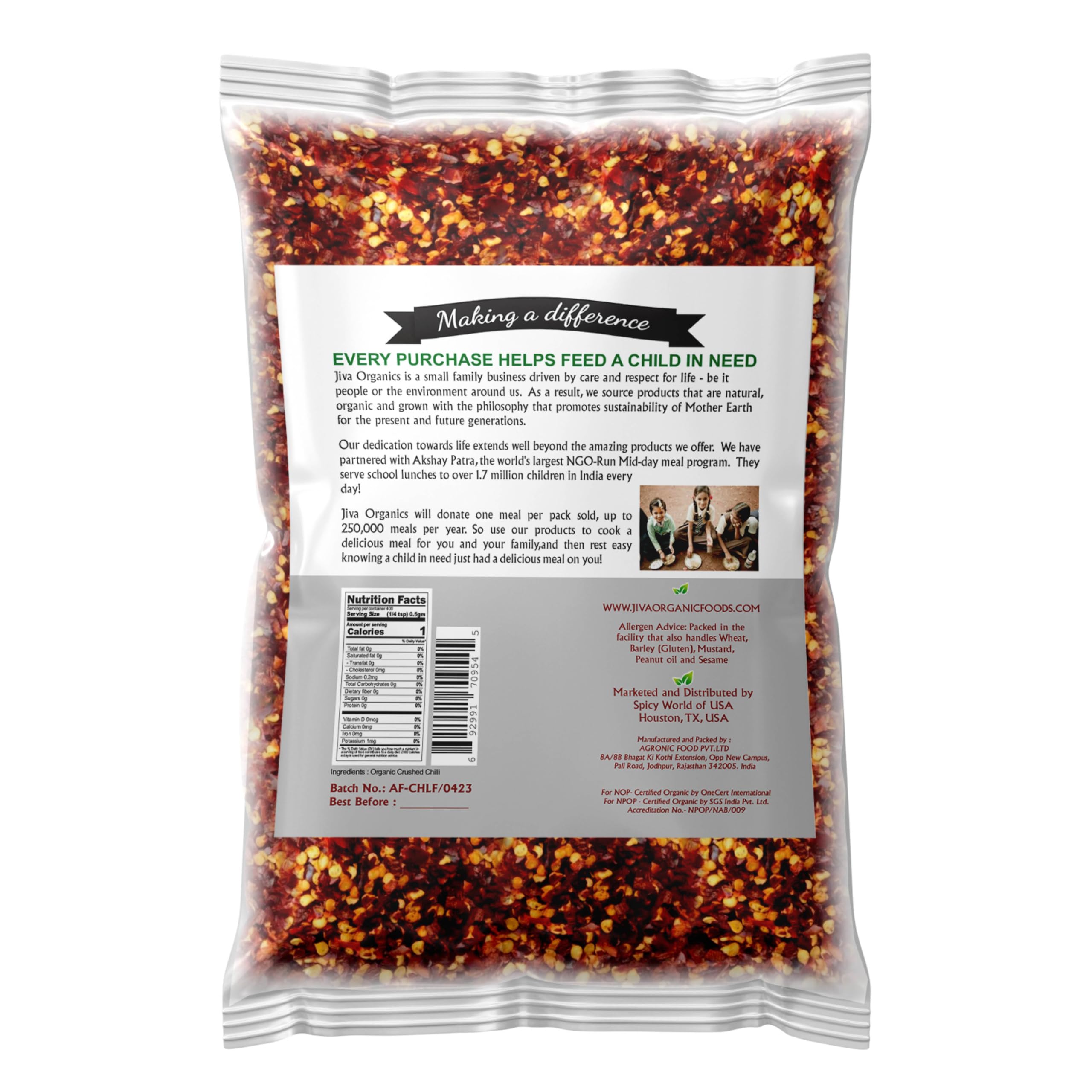 Jiva Organics chili flakes crushed texture closeup ready to sprinkle