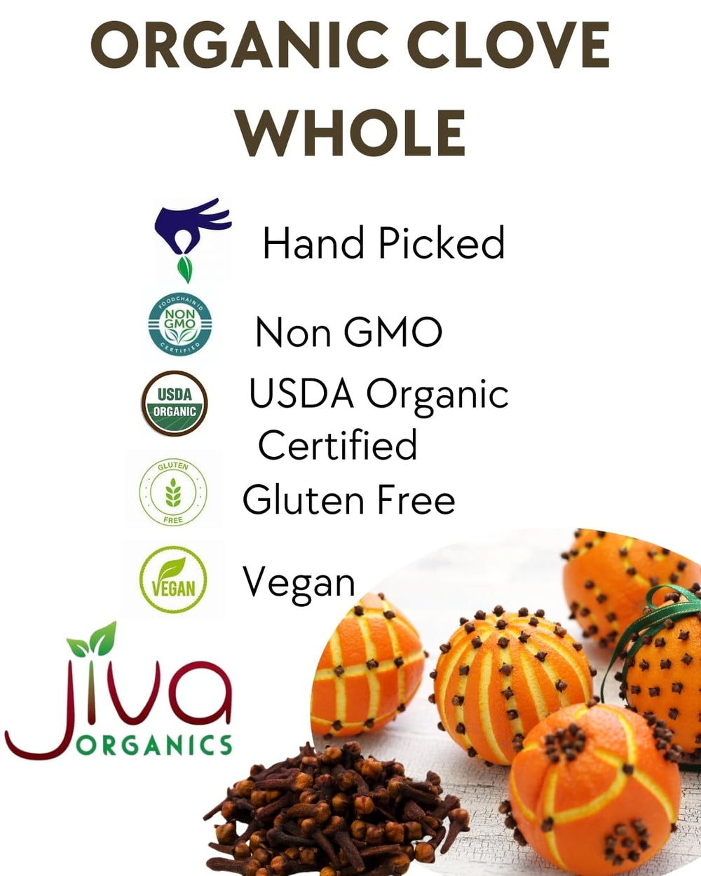 Jiva Organics cloves closeup highlighting rich color and texture for fresh use