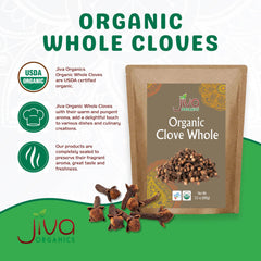 Jiva Organics close-up of whole cloves with rich aroma.