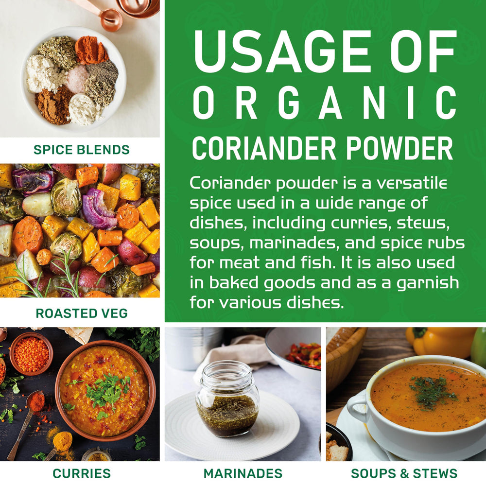Coriander powder over a spice blend in a bowl for flavor layering.