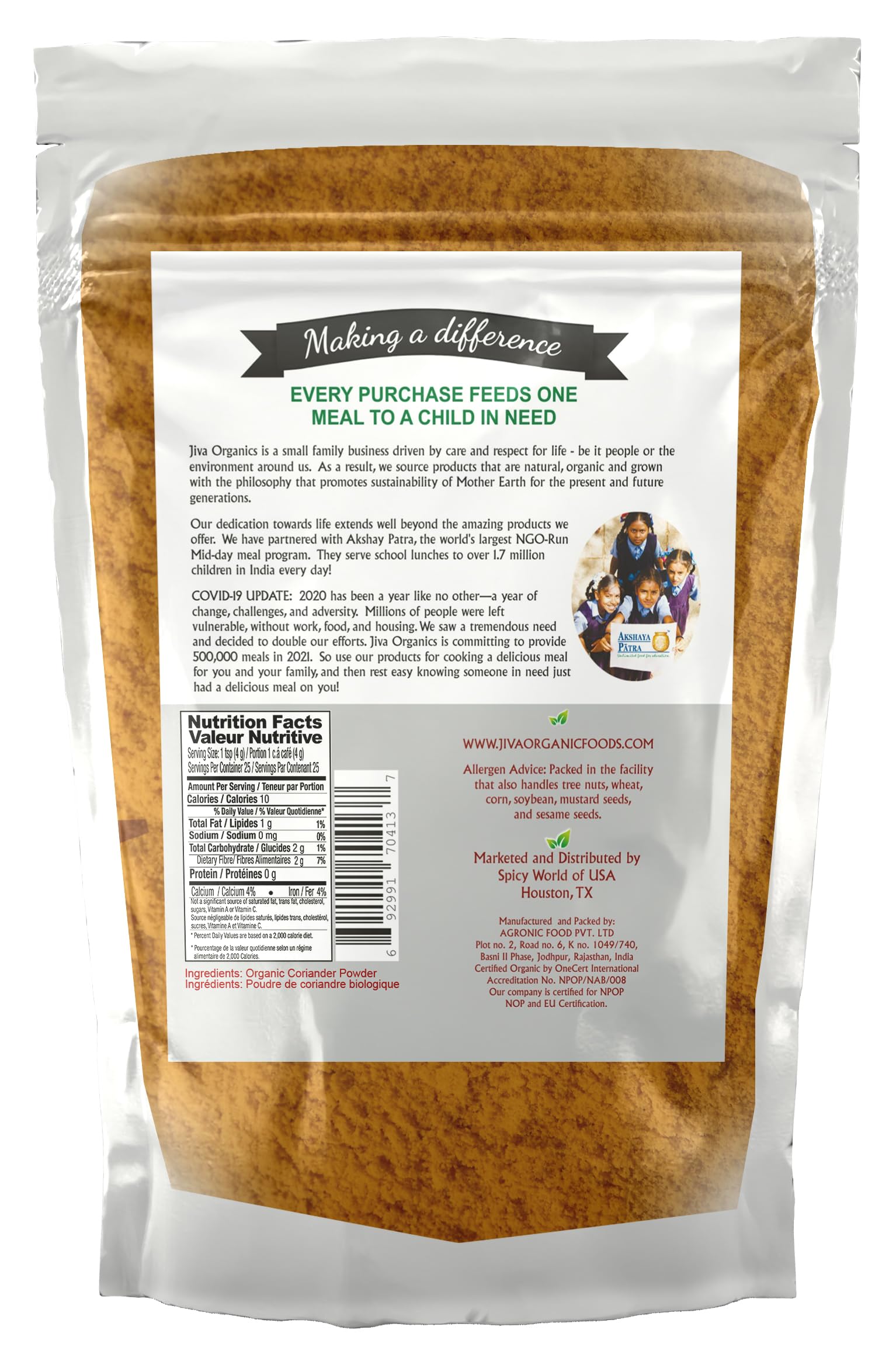 Jiva Organics coriander seeds and powder duo for whole and ground