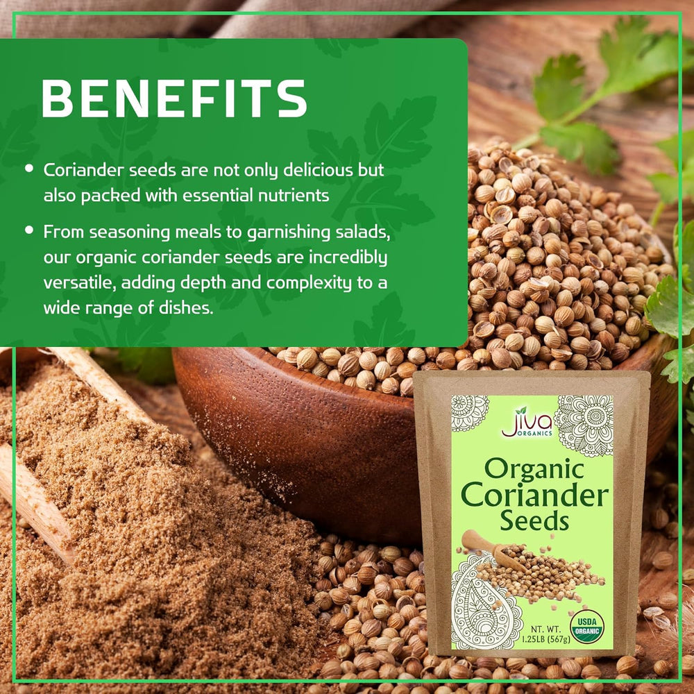 Non-GMO coriander seeds by Jiva Organics with no preservatives