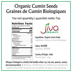 Jiva Organics cumin seeds whole in resealable bag showing freshness.