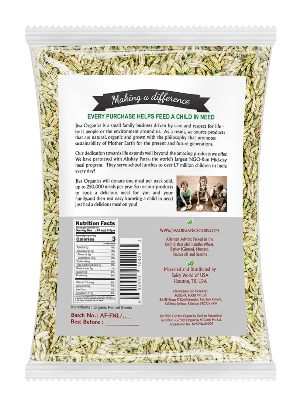 Jiva Organics fennel seeds for baking and seasoning versatility