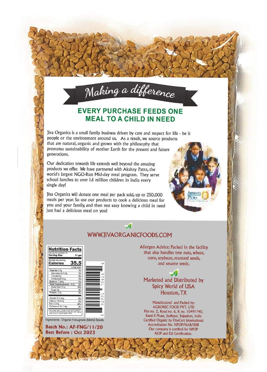 Packaging sealed to preserve aroma and freshness of Jiva Organics fenugreek seeds