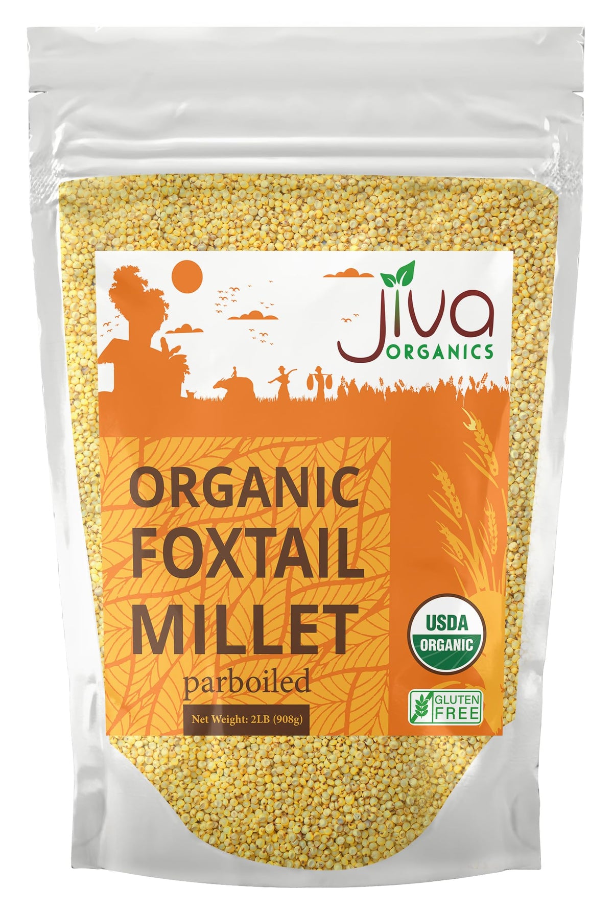 Jiva Organics Foxtail Millet bag front view, organic and gluten-free grain for everyday meals