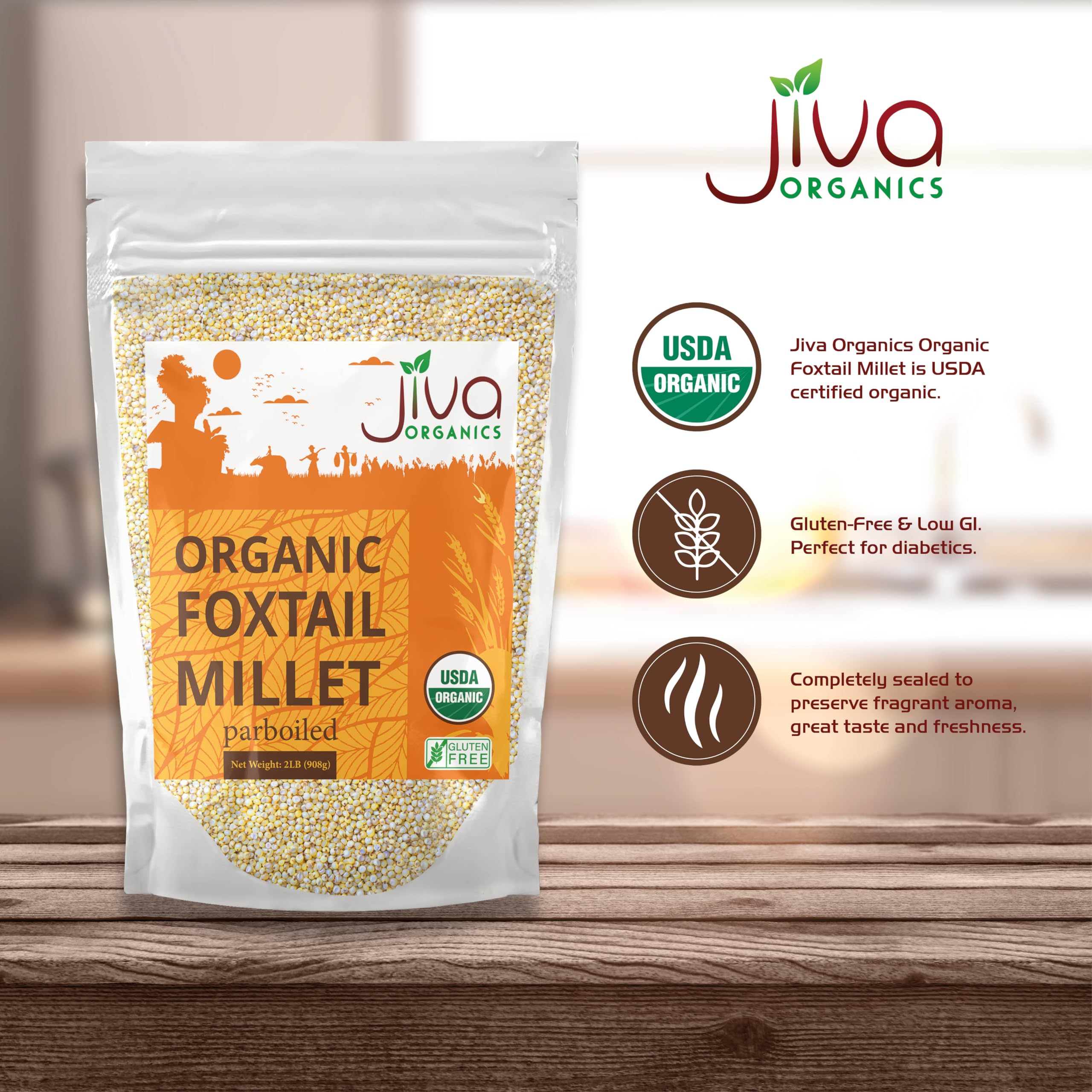 Jiva Organics label close-up with organic certification and ethical sourcing