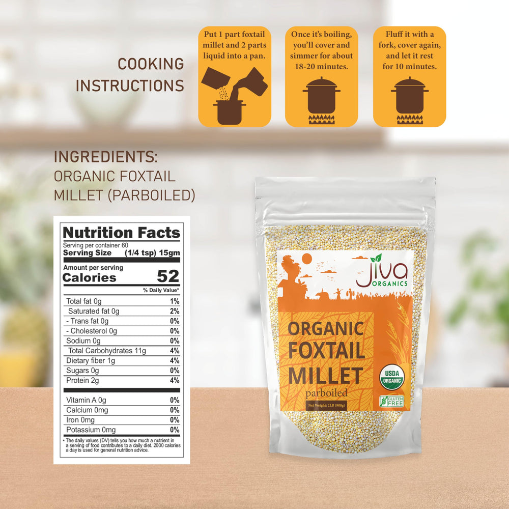 Jiva Organics Foxtail Millet pour bowl image, light texture ideal for quick meals