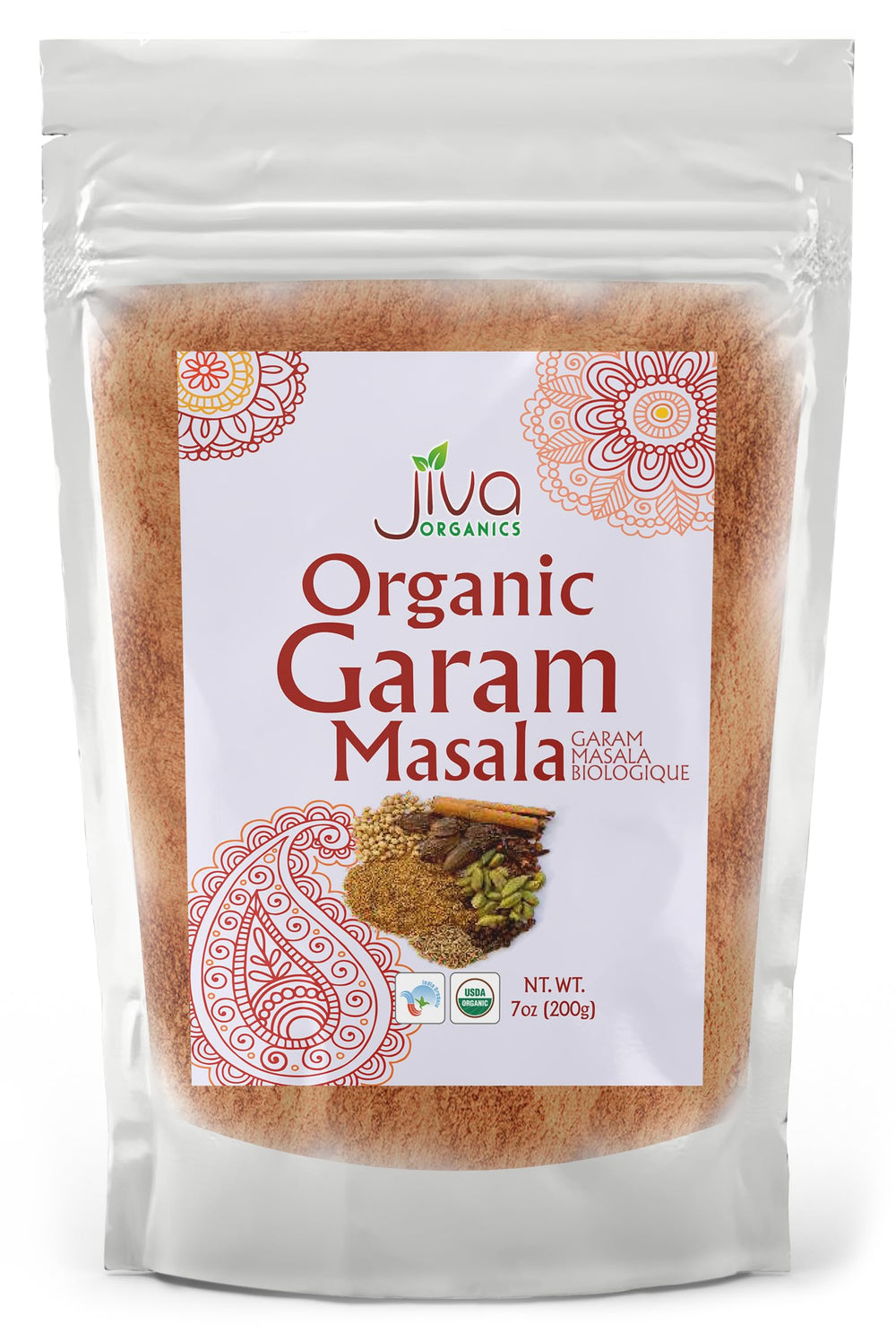Jiva Organics Garam Masala jar close-up for vibrant curries and aroma