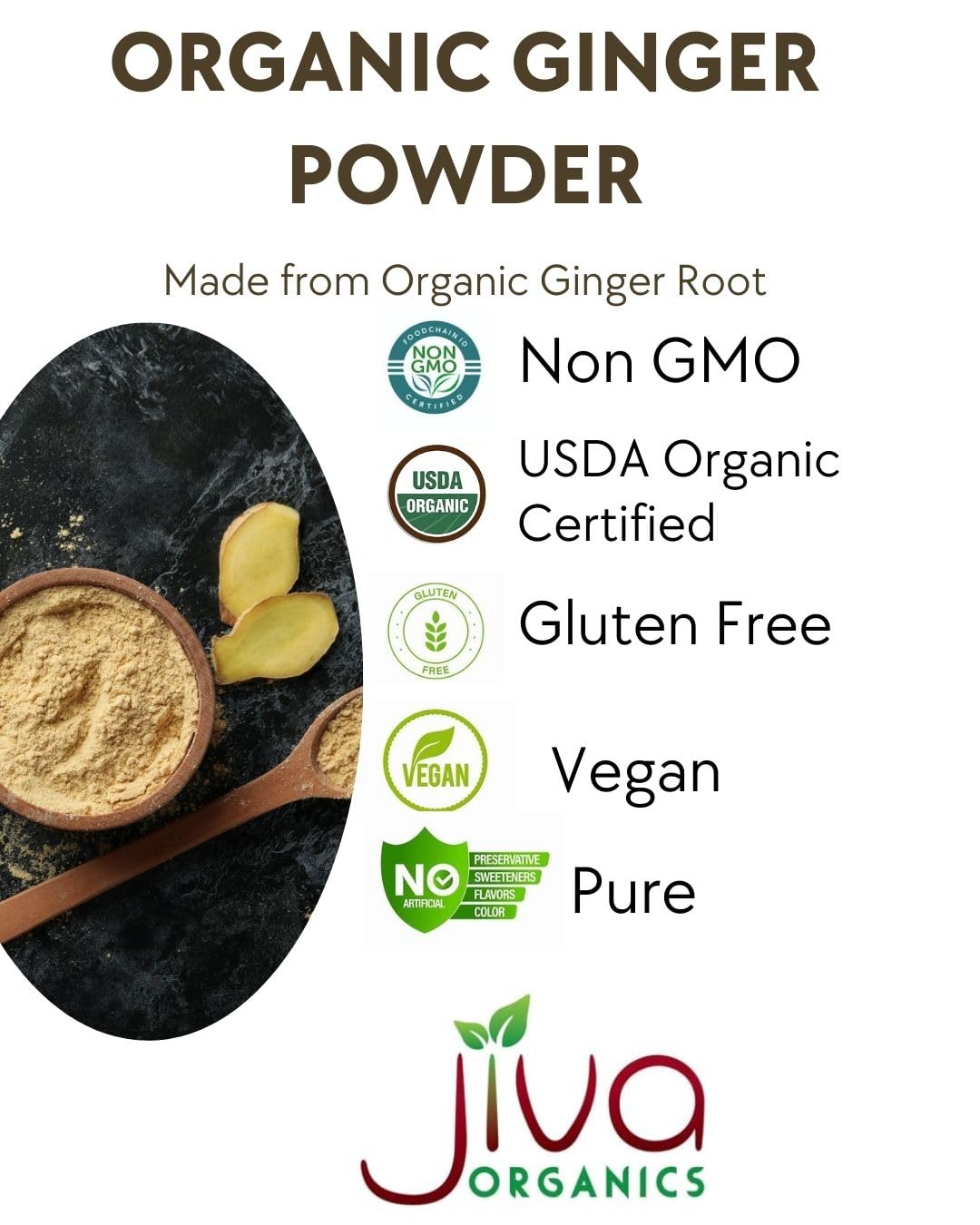 Jiva Organics fine-ground ginger powder ideal for curries and baking