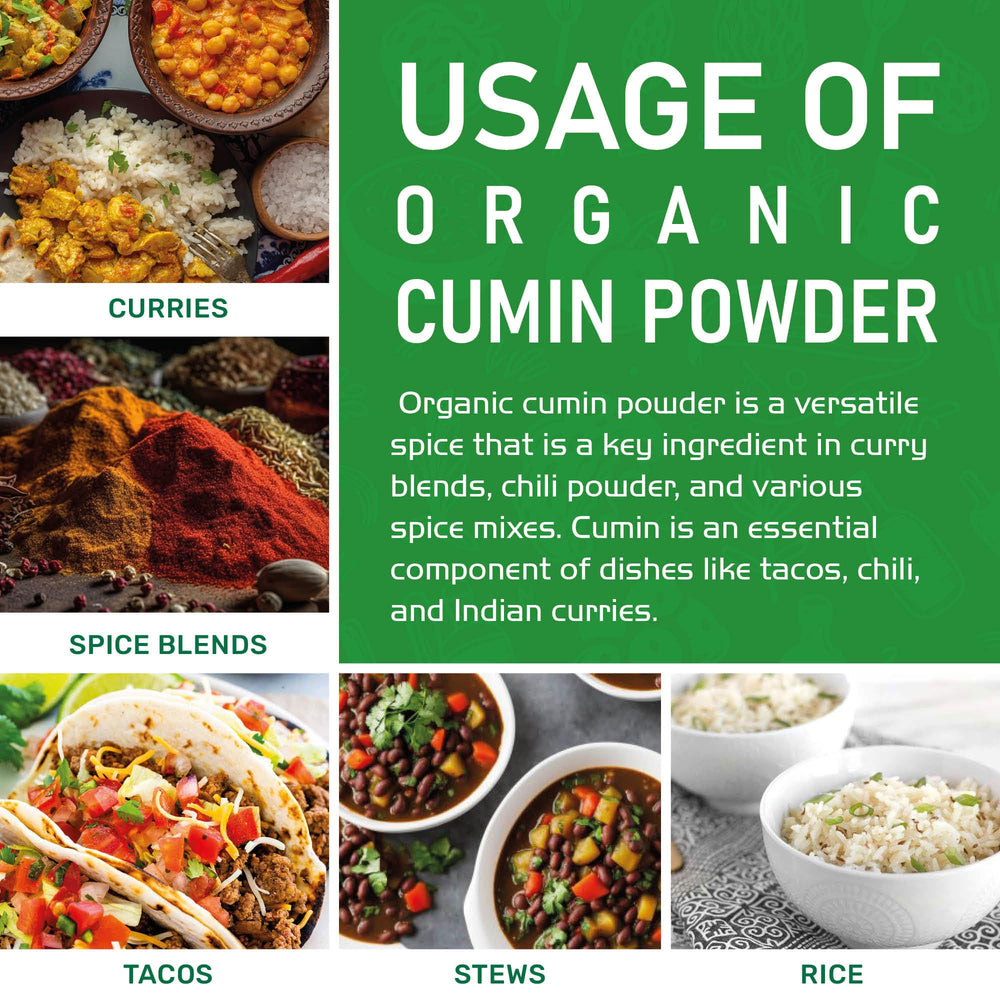 Jiva Organics ground cumin powder beside a mortar and pestle