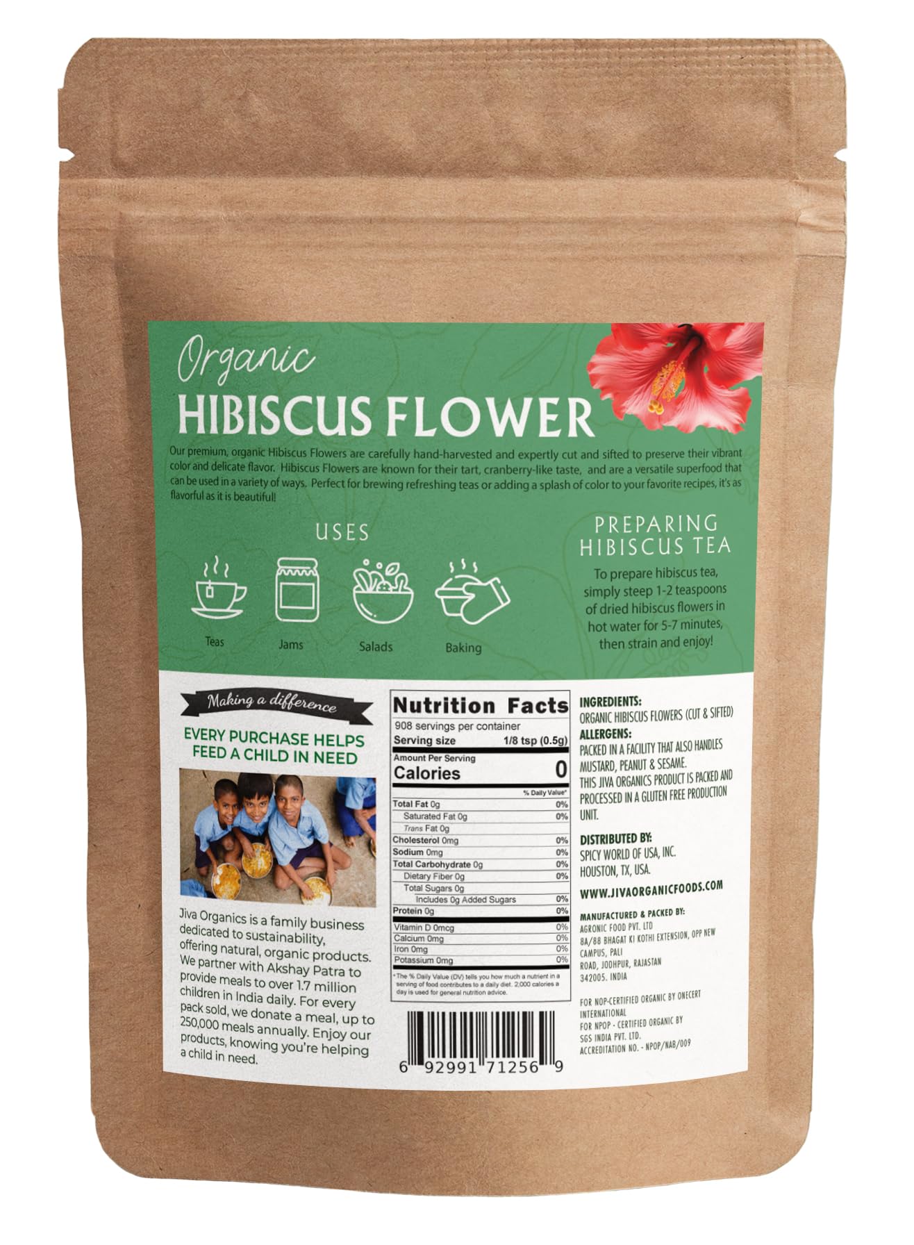 Jiva Organics hibiscus flowers cut and sifted for easy infusion.
