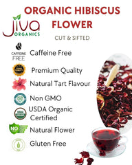 Jiva Organics hibiscus tea ingredient delivers rich color and aroma.