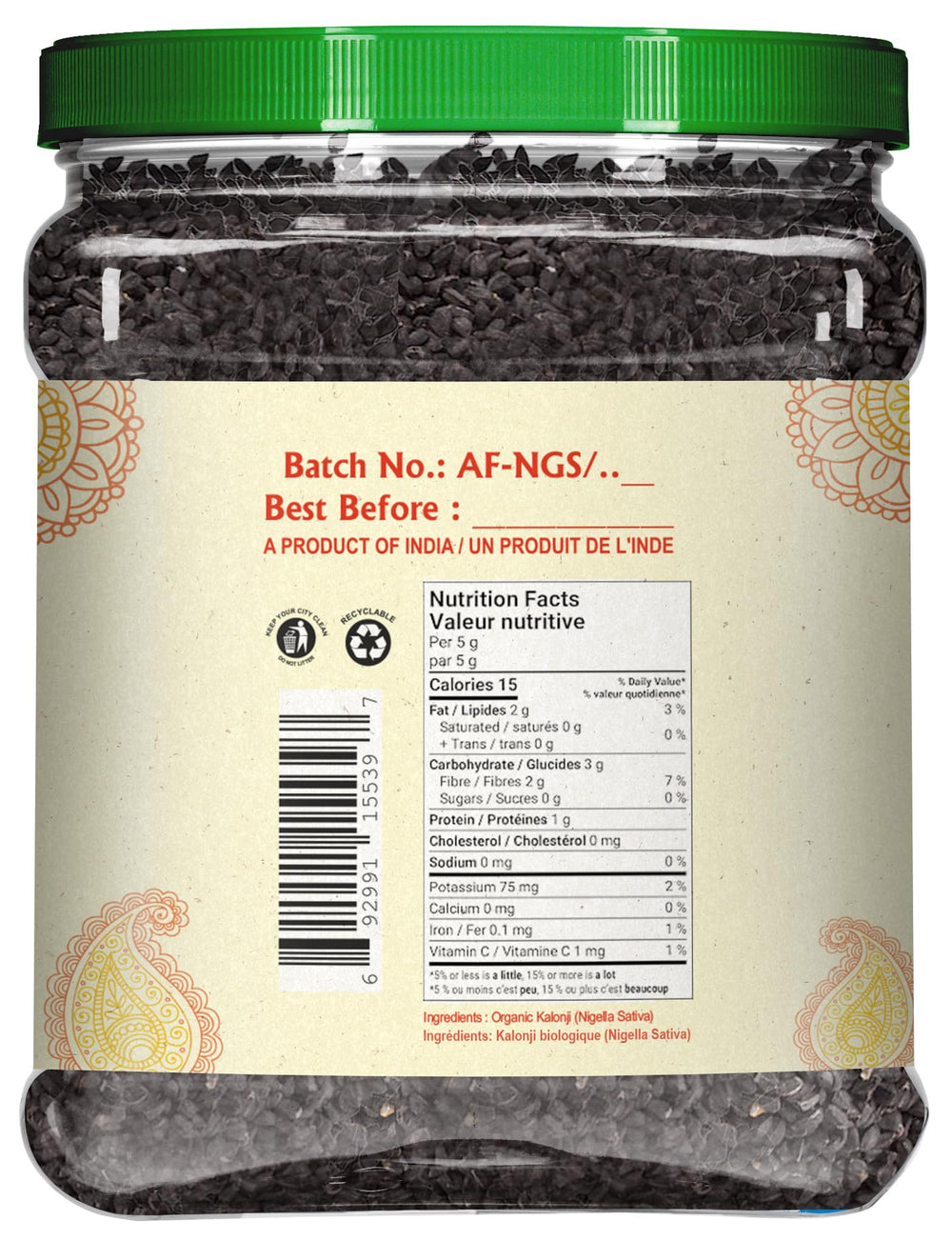Jiva Organics Kalonji closeup showing rich seeds for aromatic everyday cooking.