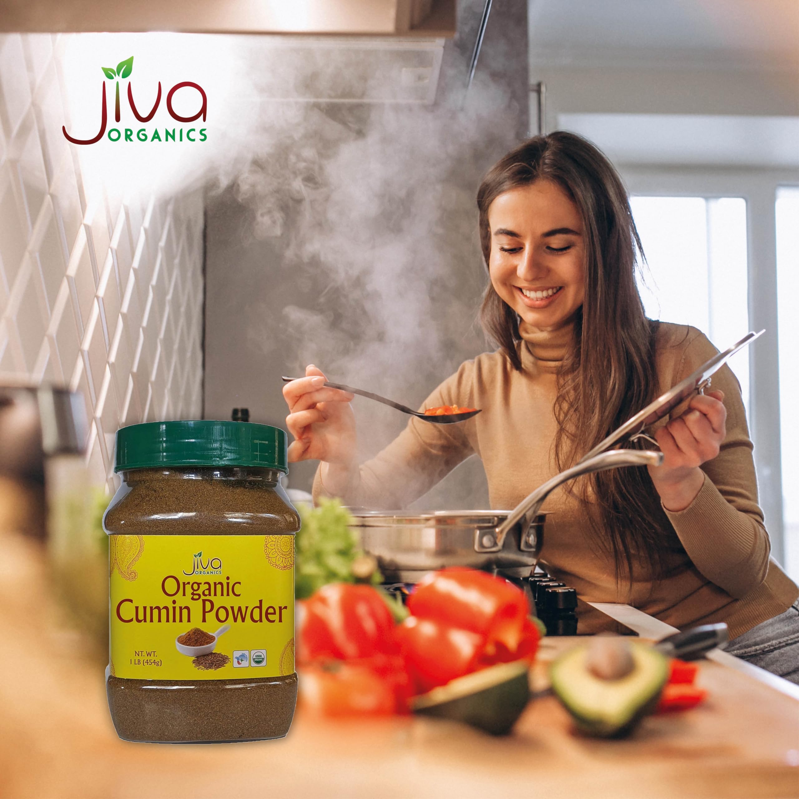 Jiva Organics cumin powder used in everyday curries.