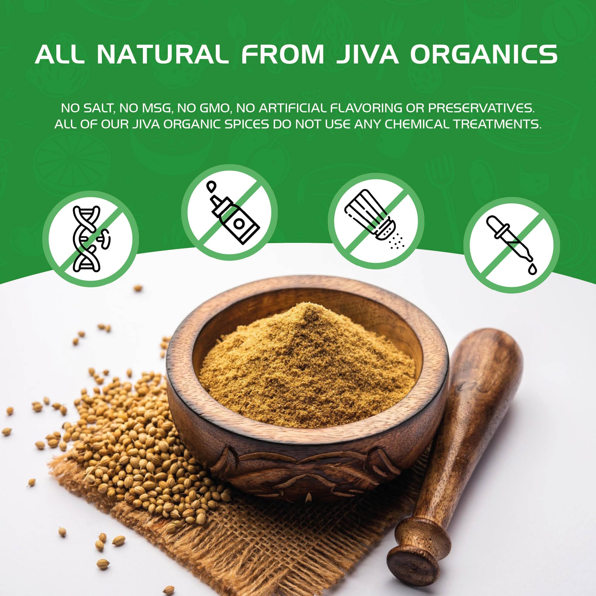 Jiva Organics kitchen scene evokes fresh coriander flavor foundations