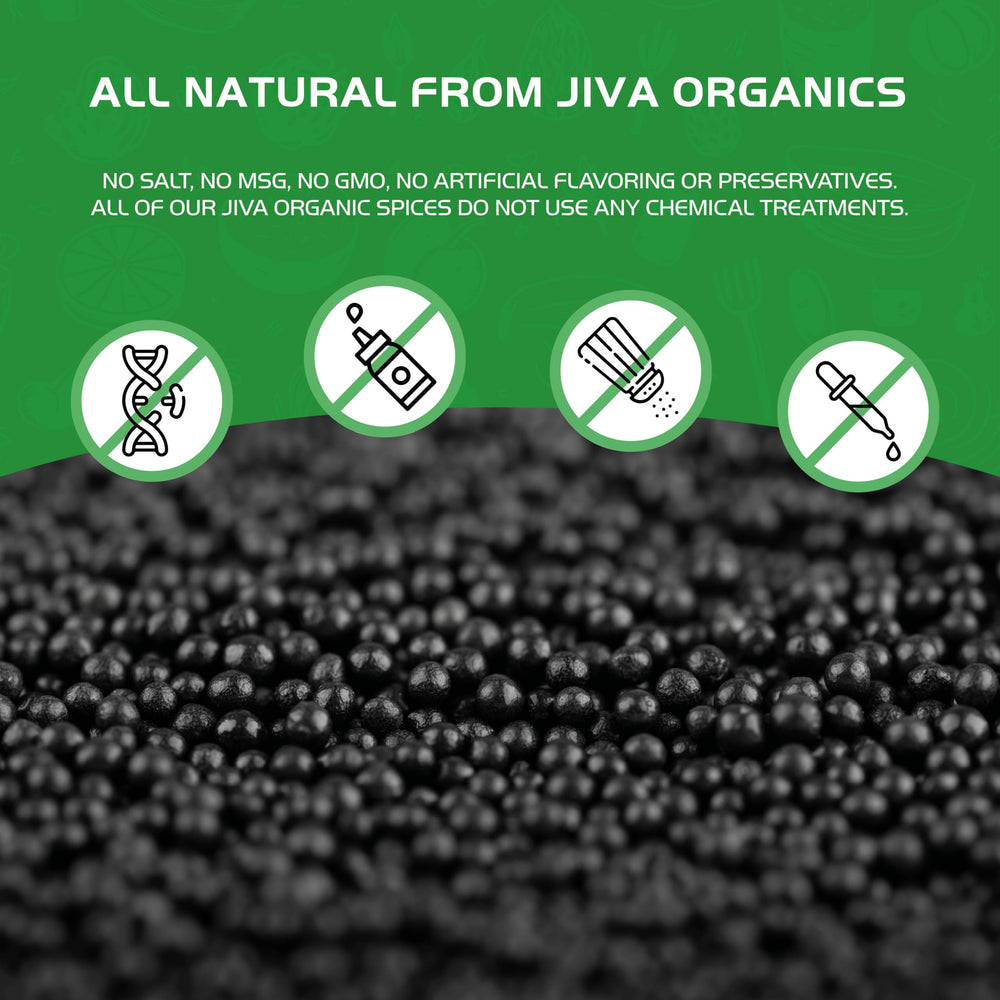 Eco-friendly kraft packaging for Jiva Organics black mustard seeds.