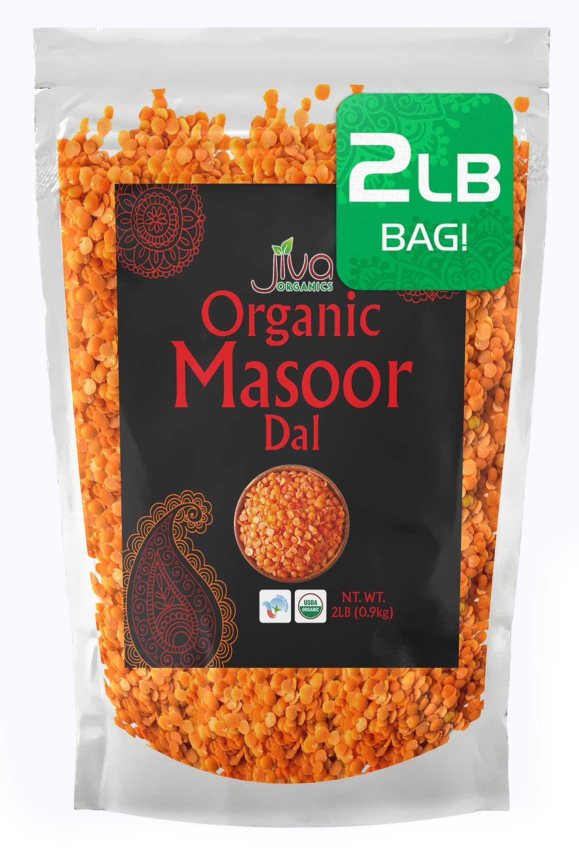 Jiva Organics Masoor Dal bag with organic lentils for quick, nutritious meals.