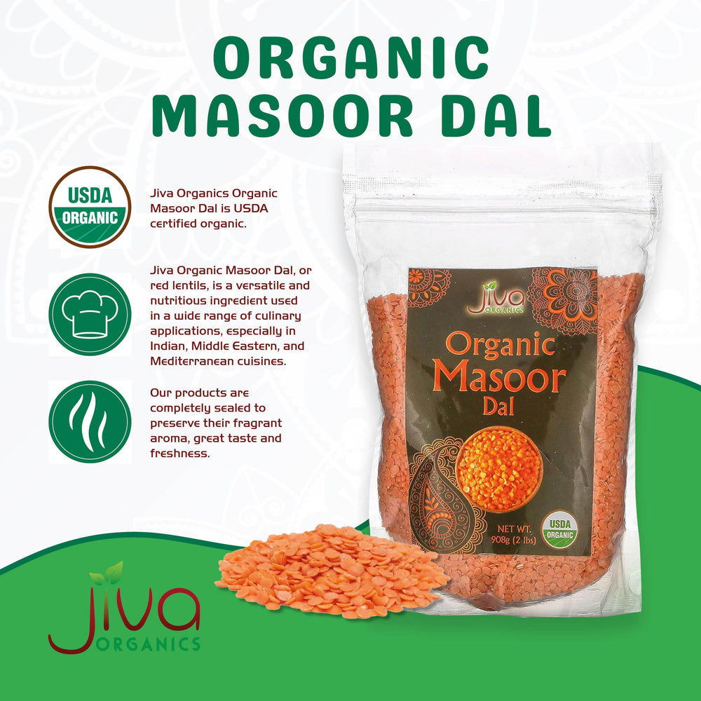 Pouring Jiva Organics Masoor Dal into a pot for a fast dinner.