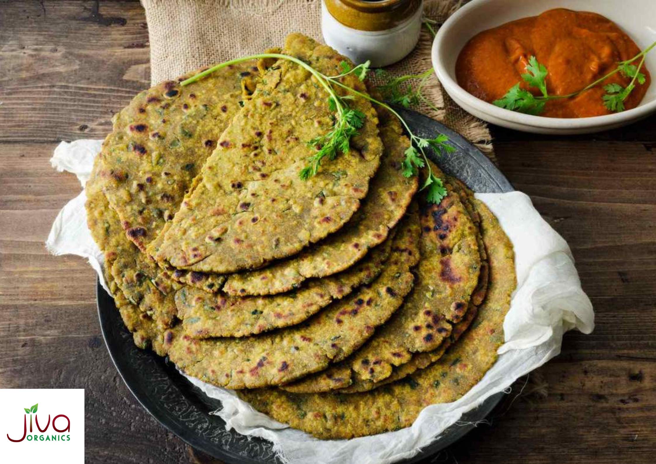 Jiva Organics millet flour in a bowl ready for dough