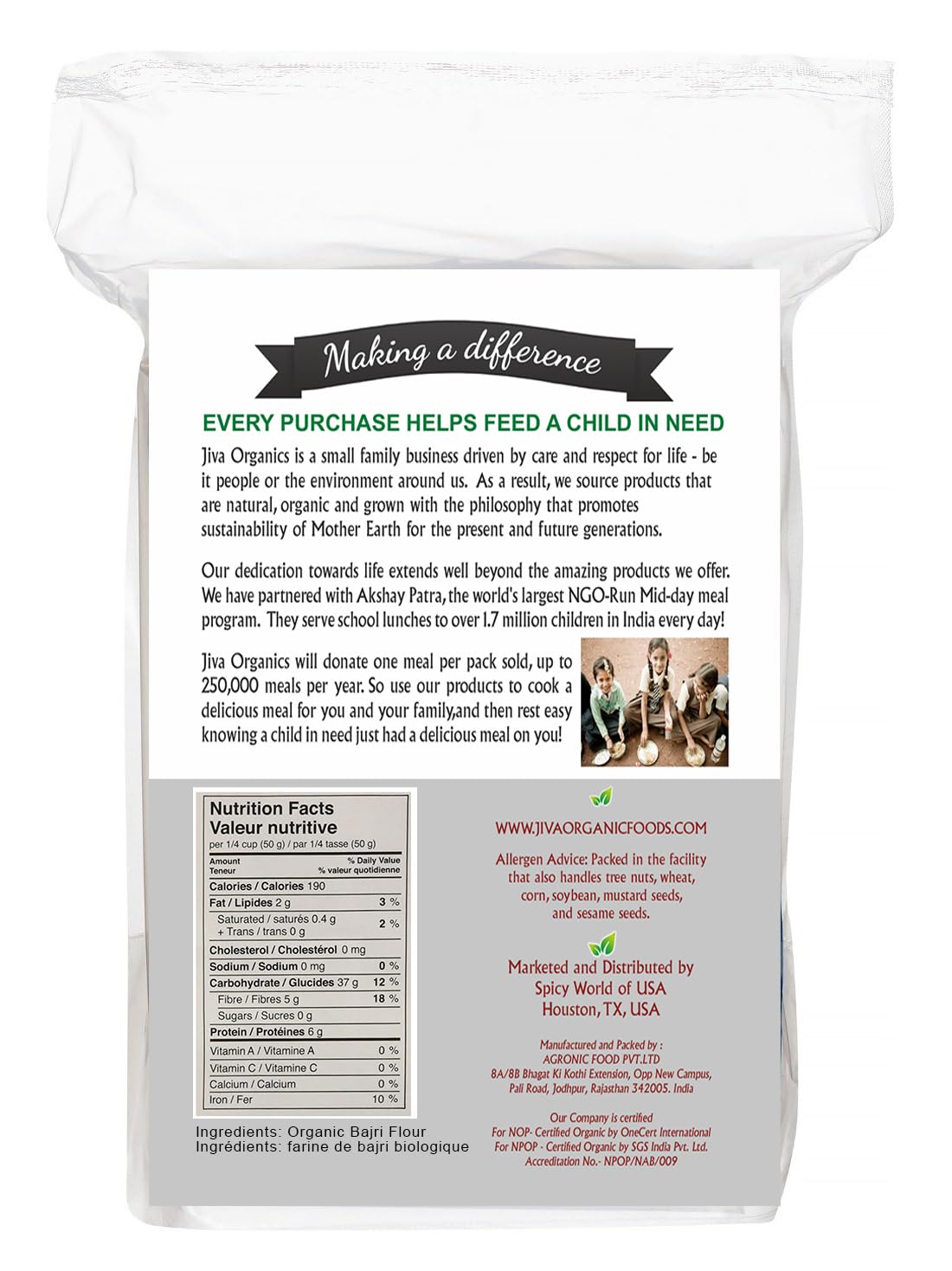 Jiva Organics millet flour being poured for easy batter