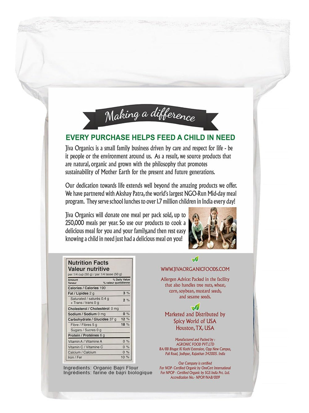 Jiva Organics millet flour being poured for easy batter
