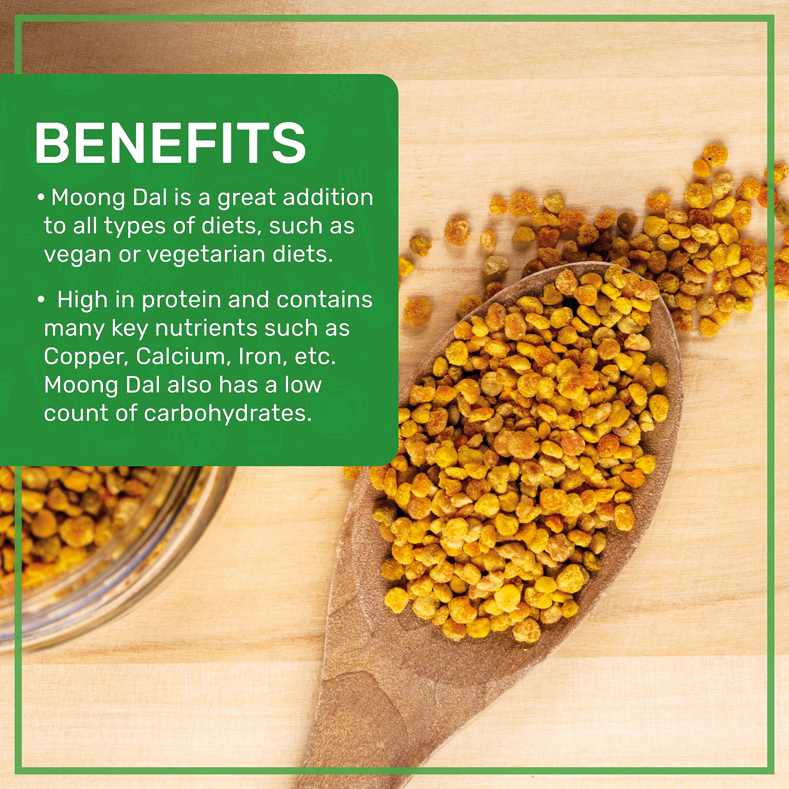 Moong dal yellow in a bowl; great for dal and soups.