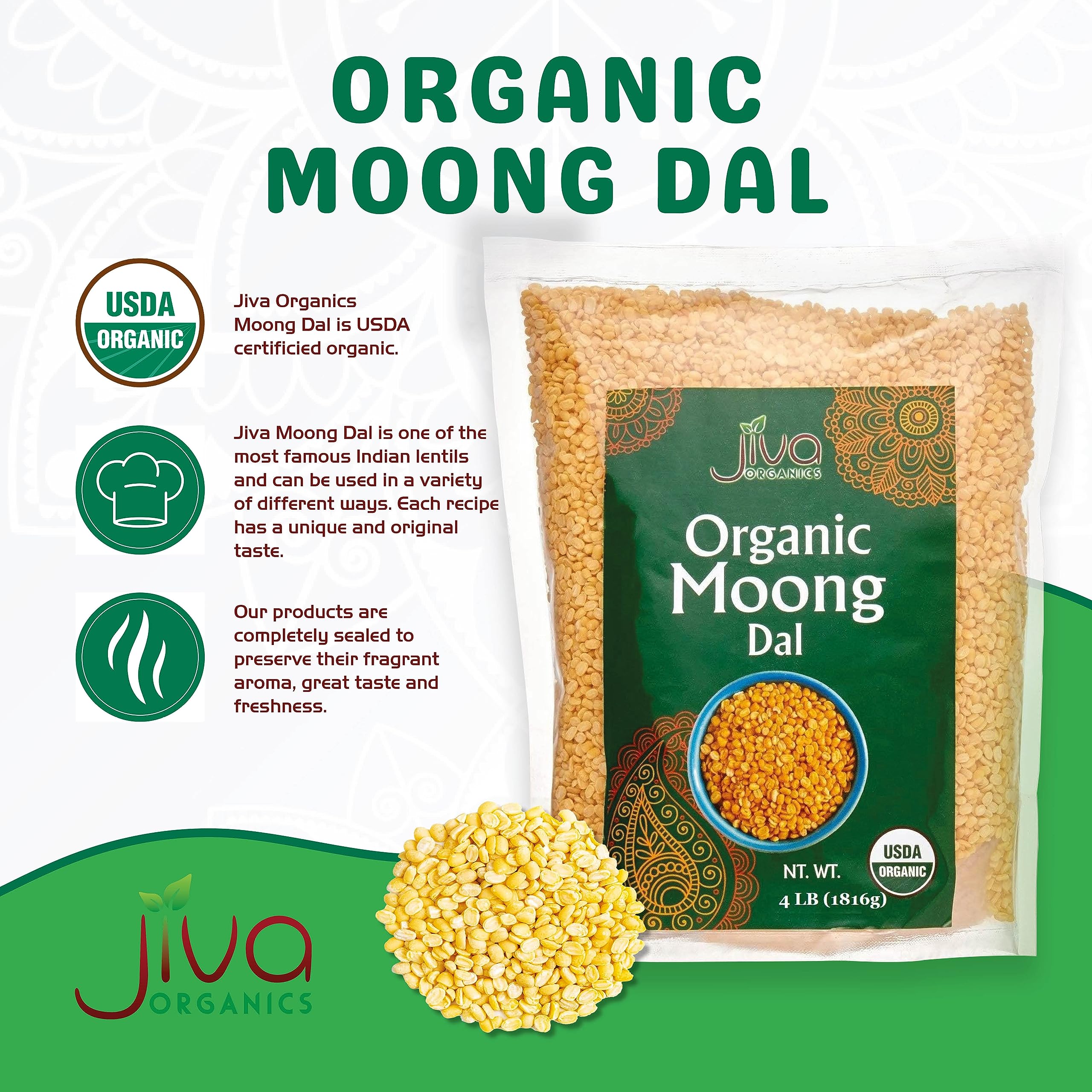 Split mung beans; high-protein plant-based ingredient.