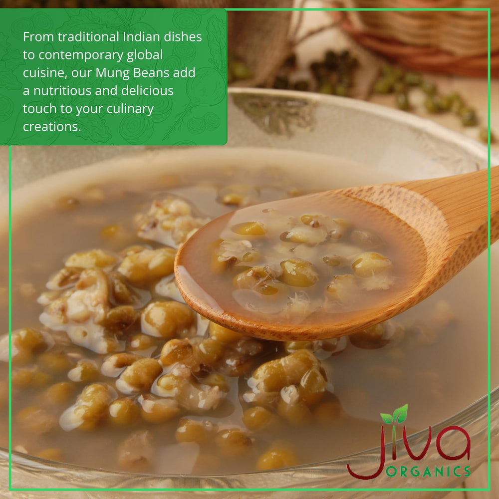 Jiva Organics mung beans in a versatile kitchen scene