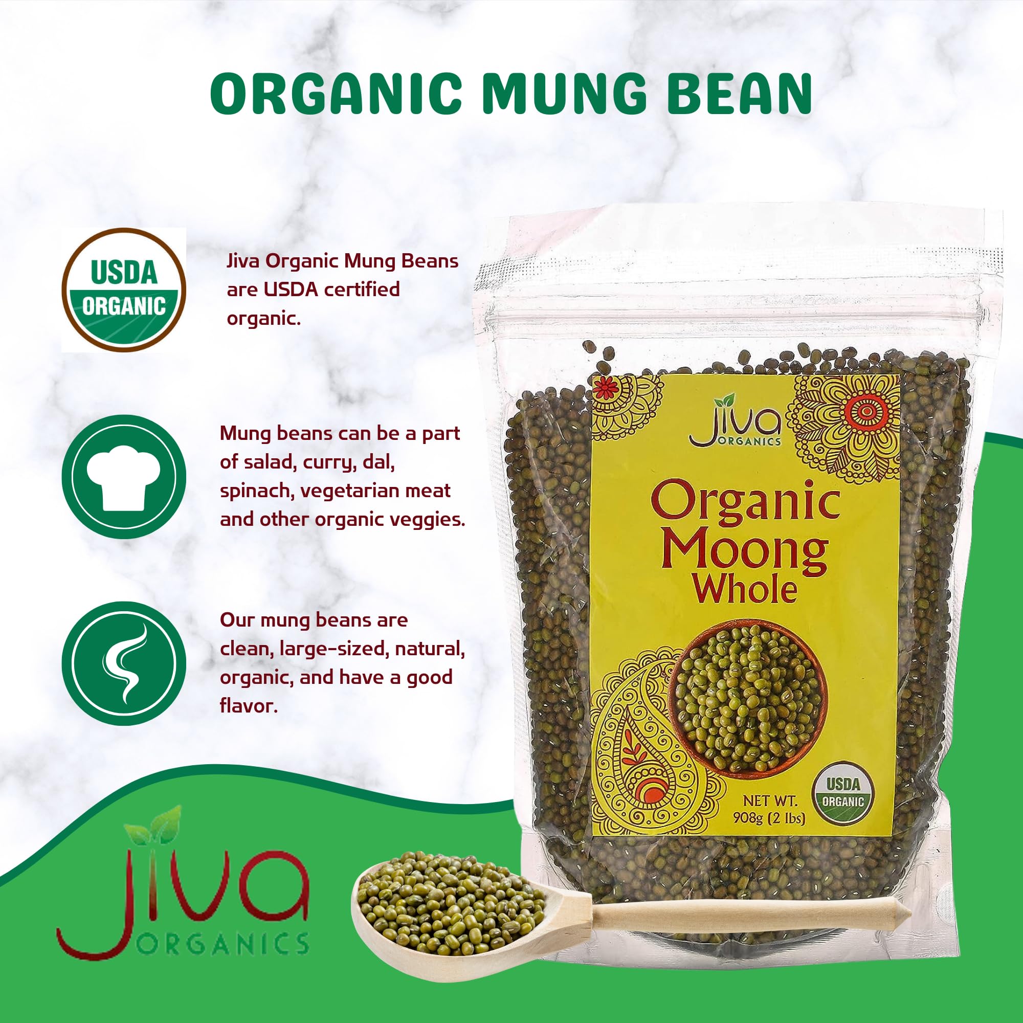 Jiva Organics mung beans sprouting in a jar for fresh shoots